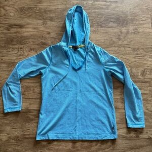 Lands' End Striped Hoodie Shirt 50 UPF Women's Size 10-12 Long Sleeve Top